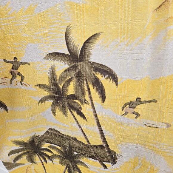 Bill Blass Silk Hawaiian Short Sleeve Button Shirt Vacation Surf Yellow sz Large - Picture 11 of 15